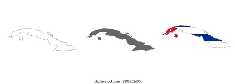 Highly detailed Cuba map with borders isolated on background