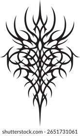 Ilustração vetorial de cibersigilismo altamente detalhada combinando influências neotípicas, ocultas e futuristas. Ideal para tatuagens, cartazes de arte escura, designs de moda, capas de álbuns ou branding inspirado em Y2K.