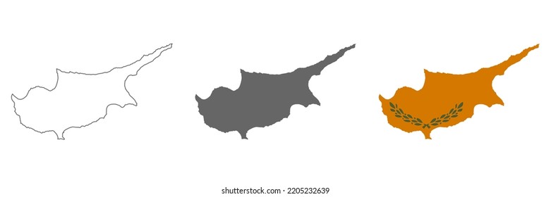 Highly detailed Cyprus map with borders isolated on background