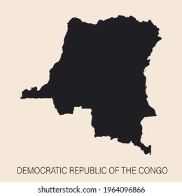 Highly detailed Democratic Republic of the Congo map with borders isolated on background