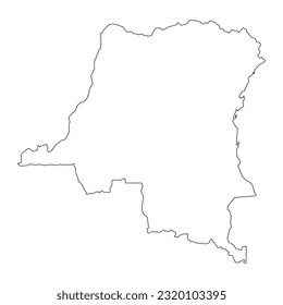 Mapa muy detallado de la República Democrática del Congo con fronteras aisladas en segundo plano