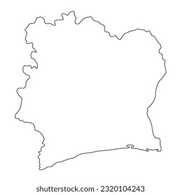 Highly detailed Côte d'Ivoire map with borders isolated on background