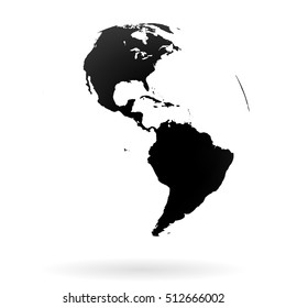 Highly detailed Earth globe symbol, North and South America. Black on white background.