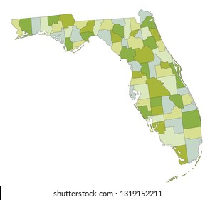 Highly detailed editable political map with separated layers. Florida