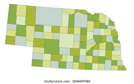 Highly detailed editable political map with separated layers. Nebraska.