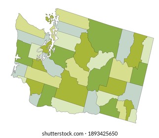 Highly detailed editable political map with separated layers. Washington.