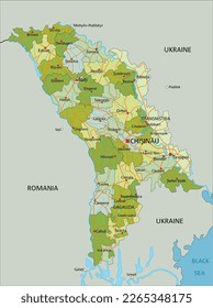 Highly detailed editable political map with separated layers. Moldova.