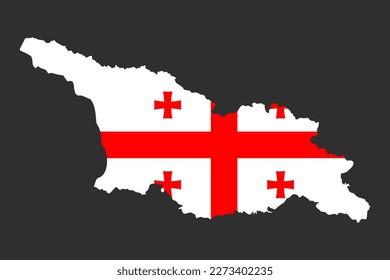 Highly detailed editable political map of Georgia with national flag in the center. Geographical Western Asia country territory borders with the occupied territories - South Ossetia and Abkhazia