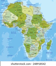 Highly detailed editable political map with separated layers. Africa.