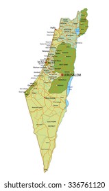 Highly detailed editable political map with separated layers. Israel.