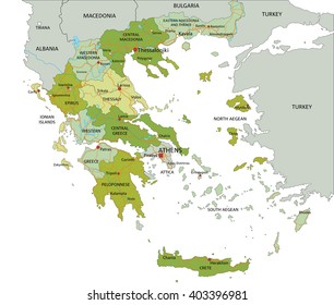 Highly detailed editable political map with separated layers. Greece.