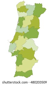 Highly detailed editable political map with separated layers. Portugal.