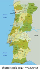 Highly detailed editable political map with separated layers. Portugal.