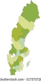 Highly detailed editable political map with separated layers. Sweden.