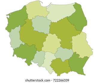 Highly detailed editable political map with separated layers. Poland.