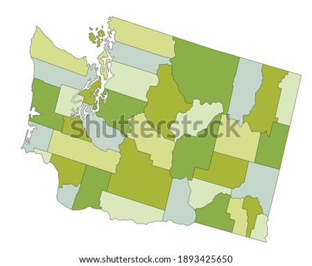 Highly detailed editable political map with separated layers. Washington.