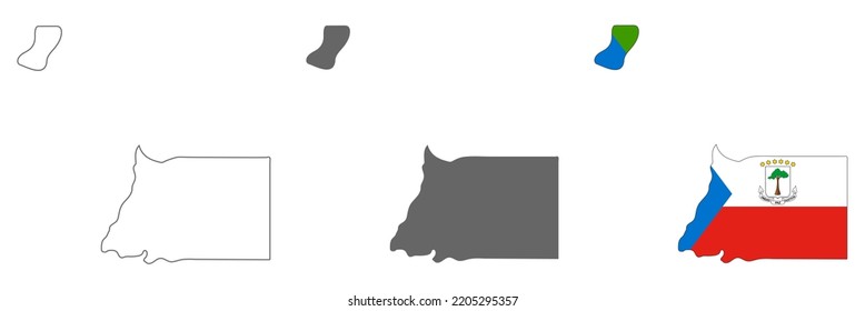 Highly detailed Equatorial Guinea map with borders isolated on background