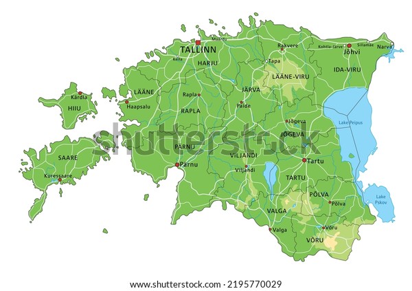 Highly Detailed Estonia Physical Map Labeling Highly Detailed Estonia Physical Map 600w 2195770029