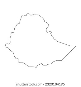 Highly detailed Ethiopia with borders isolated on background