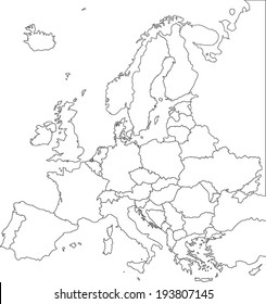 Highly Detailed Europe Blind Map.