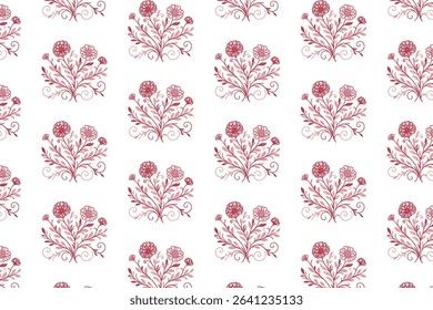 highly detailed floral pattern with garden stem flow and botanical structure.seamless design for wrapping paper and fabric surface textures

