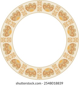 Highly detailed floral repeating pattern round frame border. Use for embroidery framing, plate contour, greeting card, invitation, holiday decor