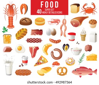 Highly detailed food icons set