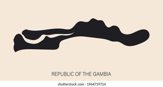 Mapa de Gambia muy detallado con fronteras aisladas en segundo plano