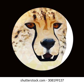 Highly detailed geometric low poly animal cheetah embellishment created using over 2,800 triangles