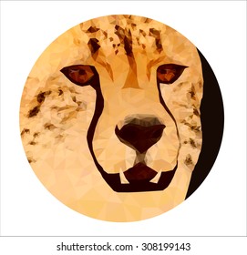 Highly detailed geometric low poly animal cheetah embellishment created using over 2,800 triangles