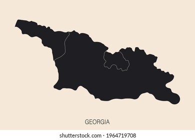 Mapa de Georgia altamente detallado con fronteras aisladas en segundo plano