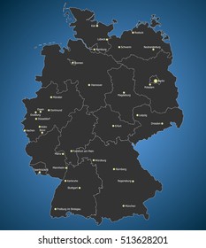 Highly detailed Germany map, Main Cities