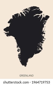 Highly detailed Greenland map with borders isolated on background