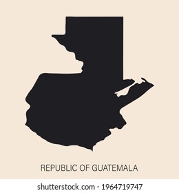 Mapa de Guatemala altamente detallado con fronteras aisladas en segundo plano
