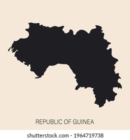 Highly detailed Guinea map with borders isolated on background