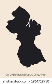 Highly detailed Guyana map with borders isolated on background