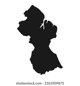 Highly detailed Guyana map with borders isolated on background