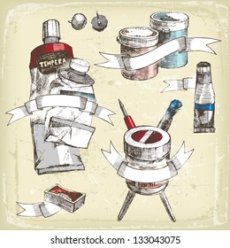 Highly detailed hand drawn emblems with painter's tools