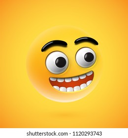 Highly detailed happy emoticon, vector illustration