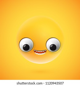 Highly detailed happy emoticon, vector illustration