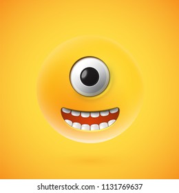 Highly detailed happy emoticon, vector illustration