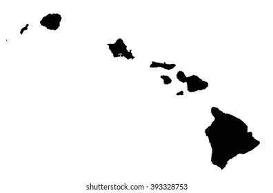 Highly Detailed Hawaii Silhouette map.