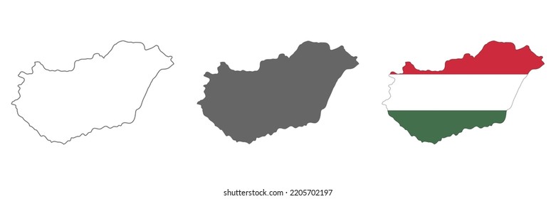 Highly detailed Hungary map with borders isolated on background