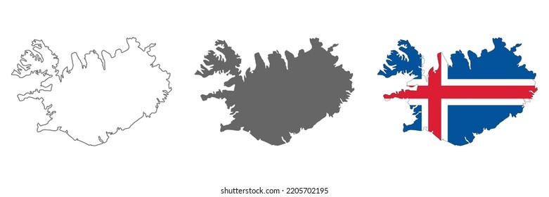 Highly detailed Iceland map with borders isolated on background