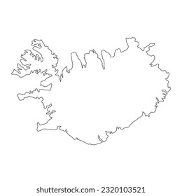 Highly detailed Iceland map with borders isolated on background