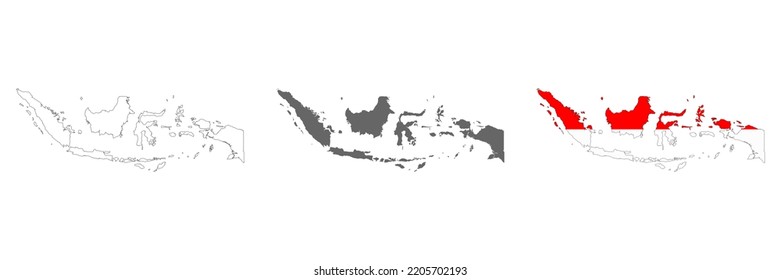 Mapa muy detallado de Indonesia con fronteras aisladas en segundo plano