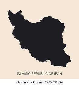 Highly detailed Iran map with borders isolated on background