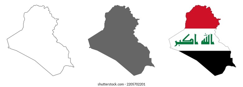 Highly detailed Iraq map with borders isolated on background