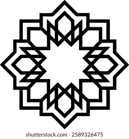 A highly detailed Islamic pattern forming a mandala-like star, radiating spiritual depth and artistic complexity.