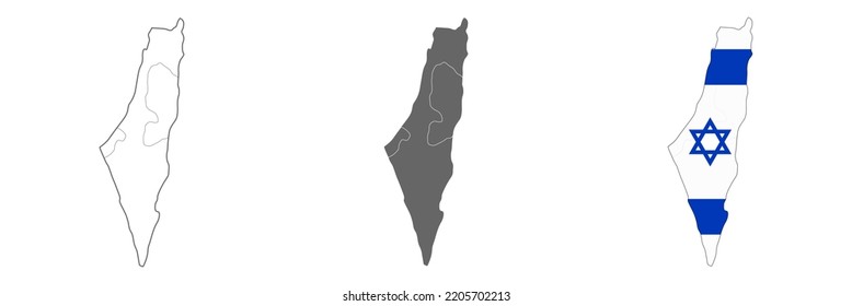 Highly detailed Israel map with borders isolated on background